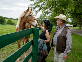 a horse with 2 people